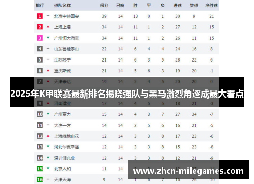 2025年K甲联赛最新排名揭晓强队与黑马激烈角逐成最大看点