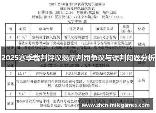 2025赛季裁判评议揭示判罚争议与误判问题分析 2025赛季裁判评议揭示判罚争议与误判问题分析